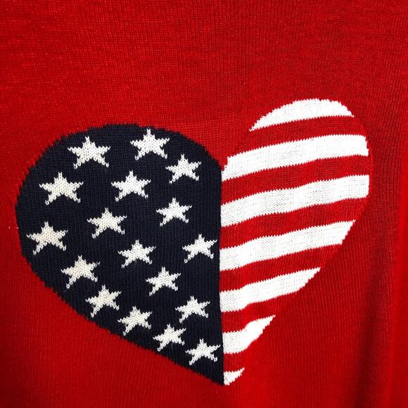 Vintage red white blue American flag heart sleeveless sweater vest 4th of July - Picture 5 of 10